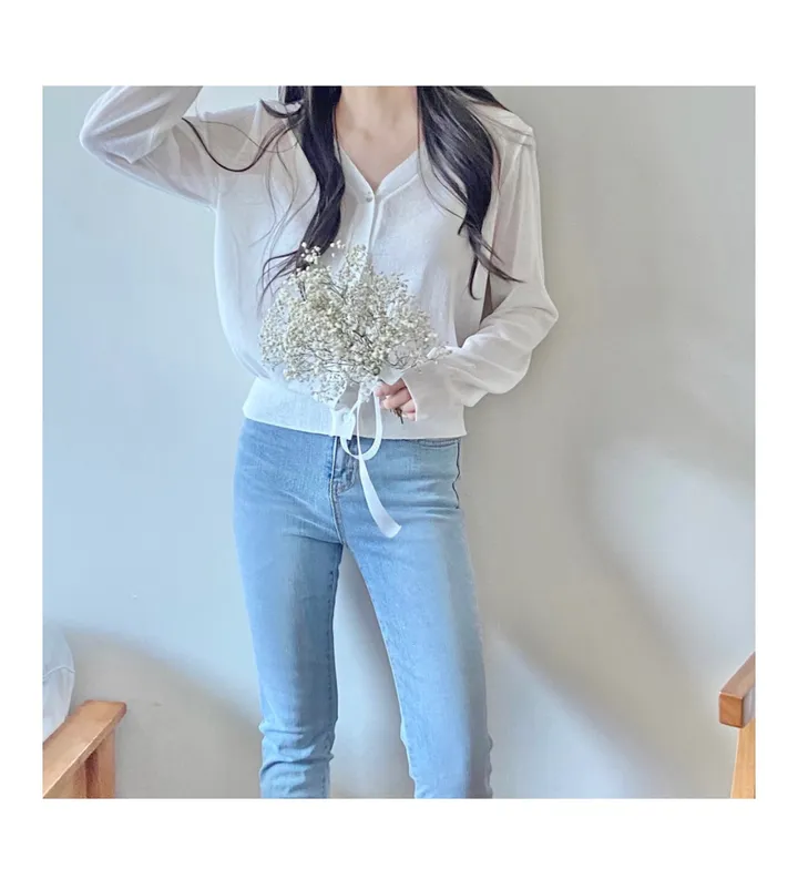 브이넥 긴팔가디건 11color 상세 이미지 10
