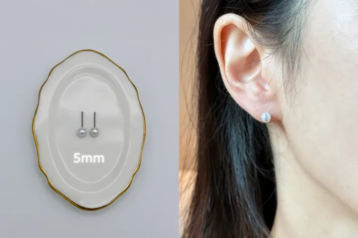 [2개드려요/당일] 클래식 진주 티타늄 귀걸이 4,5,6,8,10,12mm 상세 이미지 8