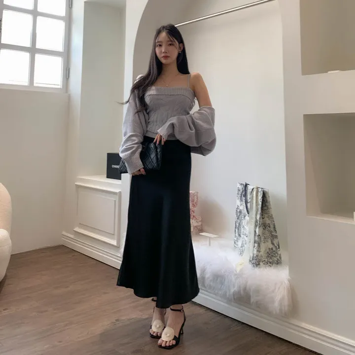 [찐애정템ㅠ고퀄버전*나시볼레로setෆ부유방삭제핏] 빈츠 꽈배기 끈나시 + 루즈핏 긴팔 볼레로 세트 니트 탑 나시 크롭 볼레로 가디건 스판 긴팔 투피스 세트 봄 가을 데일리룩 데이트 상세 이미지 38