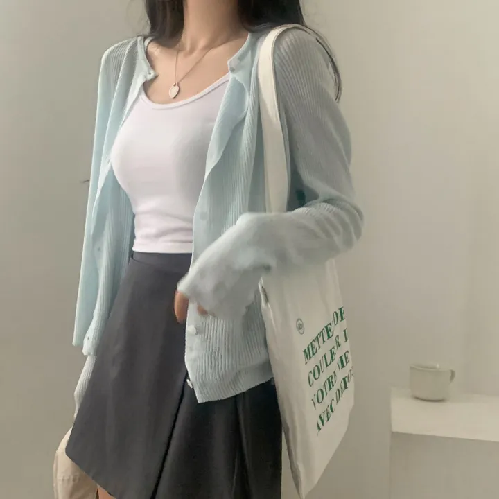 [초여리핏/후들후들~] 이브 여름 골지 긴팔 니트가디건 - 5color 상세 이미지 4