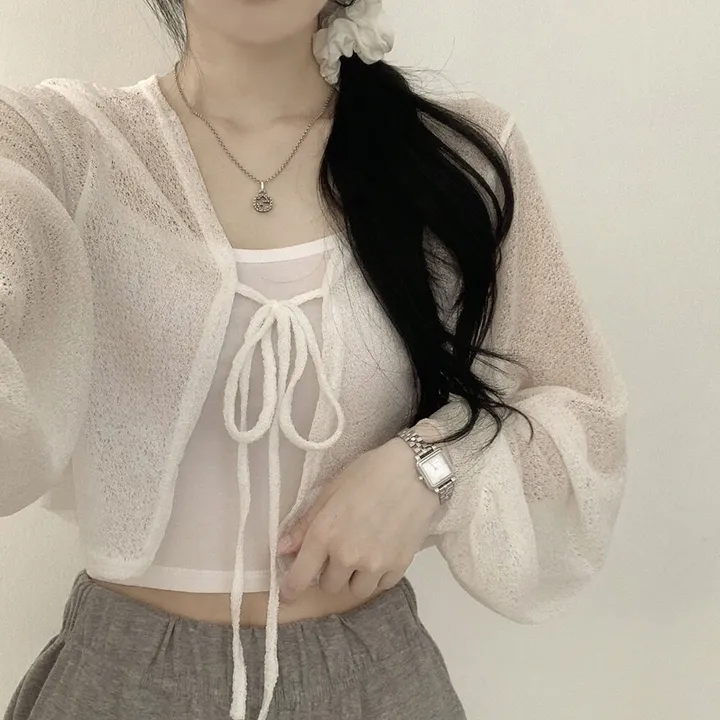 [안입은듯시~원!] 아이스쿨 아방핏 리본 크롭 볼레로 여름가디건 상세 이미지 5
