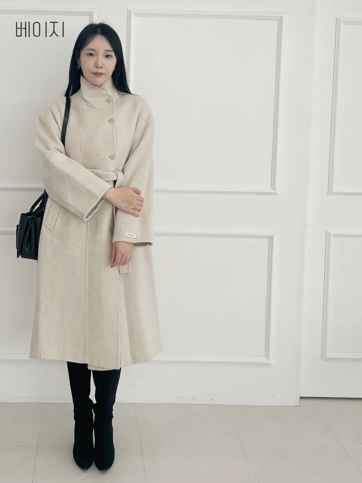 자체제작 원단부터 다른 엣지넥 양모 핸드메이드코트 빅사이즈 연말룩 하객룩 110까지 상세 이미지 2