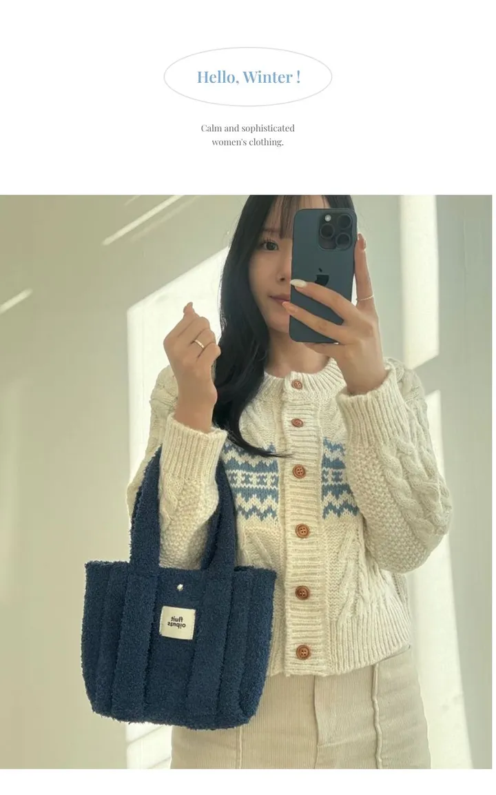 [히트템/숄더 토트 모두 가능]뽀송뽀송 미니 뽀글이 후리스 크로스 에코백 상세 이미지 2
