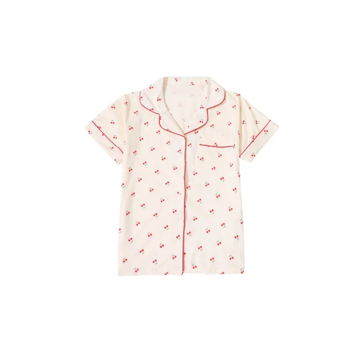 ⚡️당일출고⚡️💝반바지+긴바지+반팔 세트💝체리 반바지 긴바지 셔츠 반팔 여름 파자마 쓰리피스 세트 상세 이미지 3