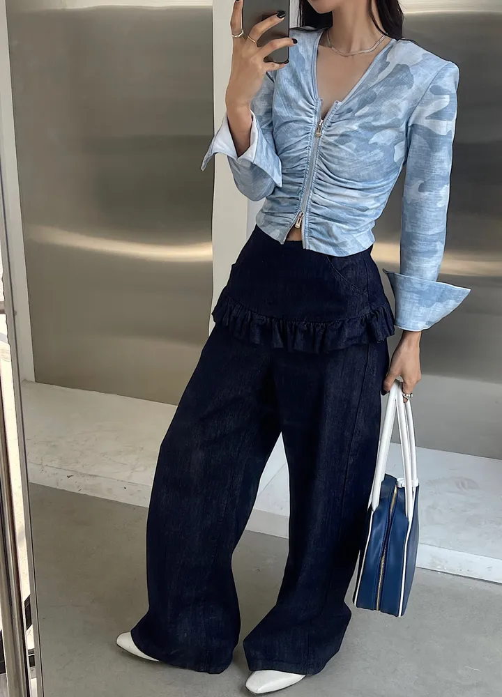 카모 셔링 크롭 집업(25050) 상세 이미지 3