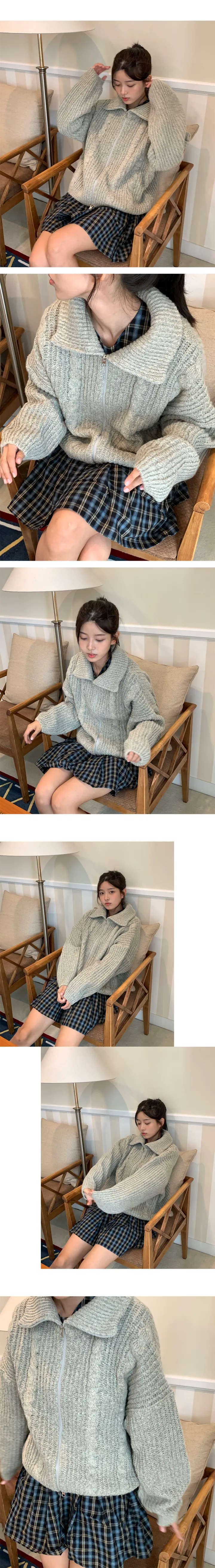 [재진행최저가,핏보장,아방핏,5colors] 꽈배기 투웨이 하이 터틀넥 니트 집업 상세 이미지 6