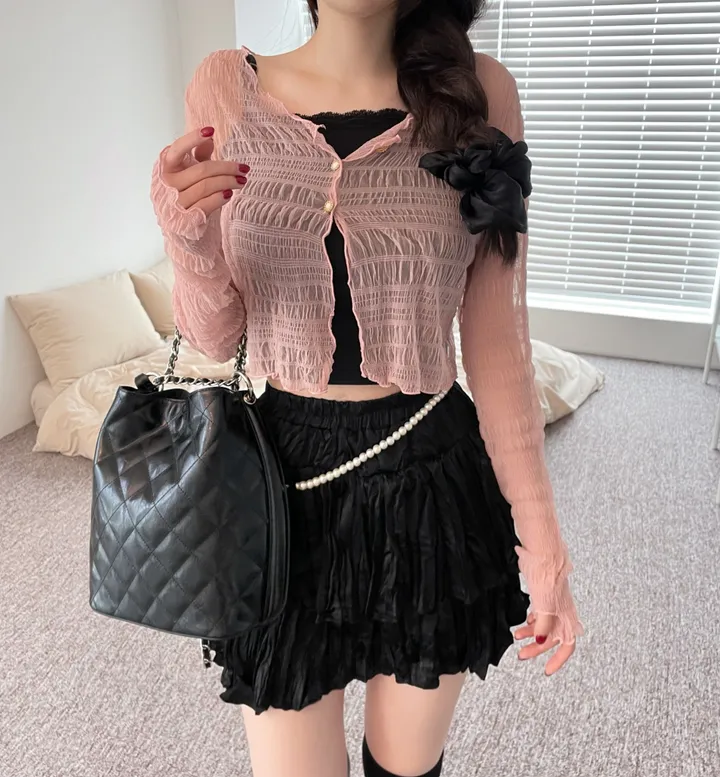러핀 레이스 시스루 워머 가디건 상세 이미지 20