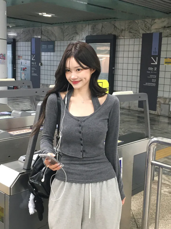 [MADE][2pcs,승모근소멸🤍] 키싱 홀터넥 나시 가디건set (4color) 상세 이미지 71