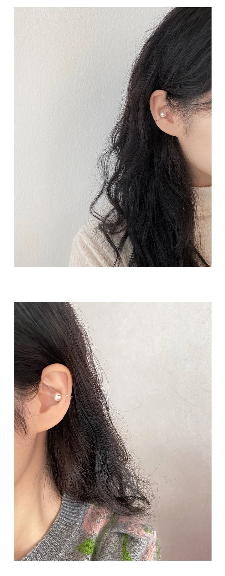 [당일발송][이어커프] two-way earcuff /투웨이 진주 심플 볼드 실버 골드 링 귀찌 이너컨츠 서브 귀걸이 상세 이미지 4