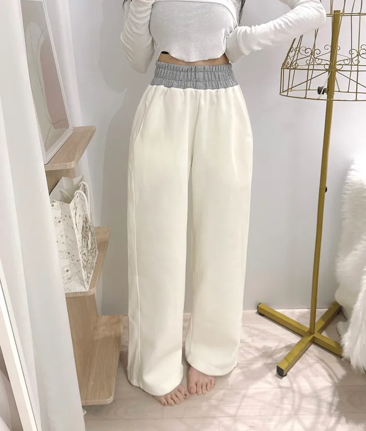*2way [주머니배색 포인트!] 패트 배색 밴딩 힙 와이드 롱 트레이닝팬츠 롱팬츠 - 4color 상세 이미지 22