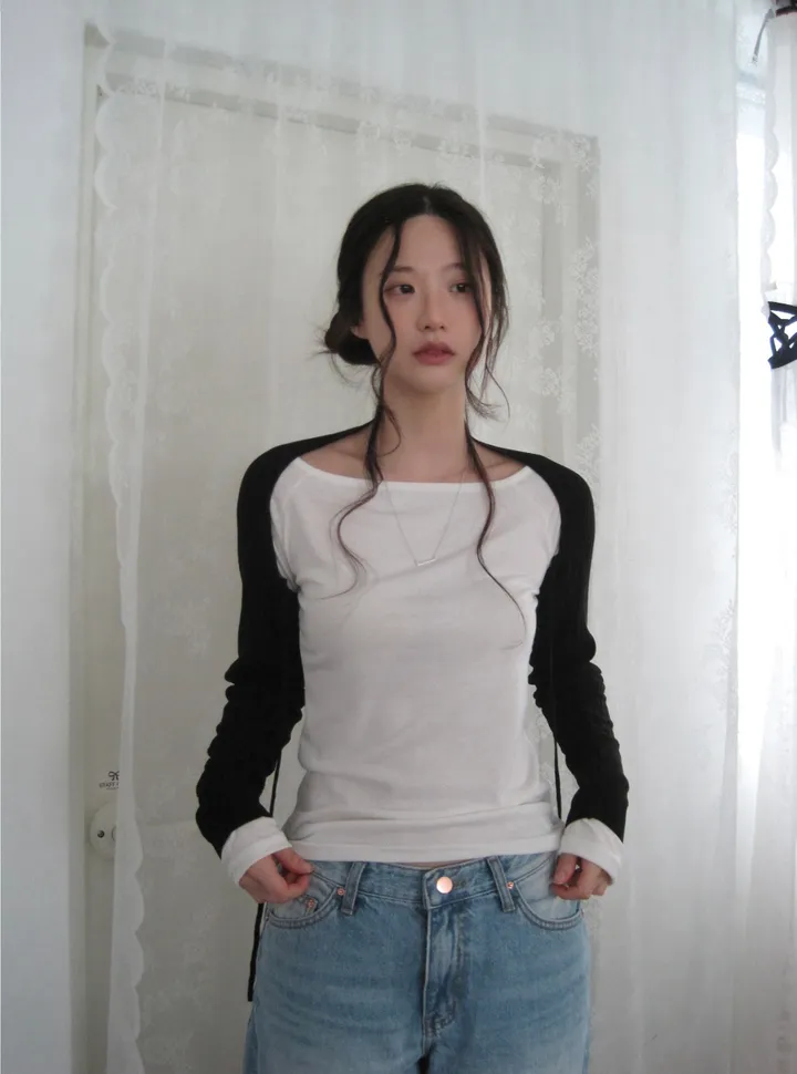 긴팔 티셔츠 모델 착용 이미지-S1L38