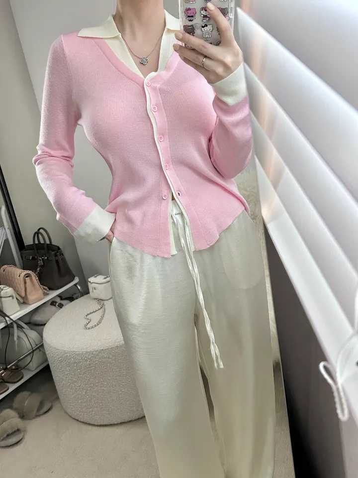 (강추)브리에 카라 배색 니트 가디건 -3color / 맨투맨 후드 집업 청바지 데님 원피스 3부팬츠 반바지 상세 이미지 26
