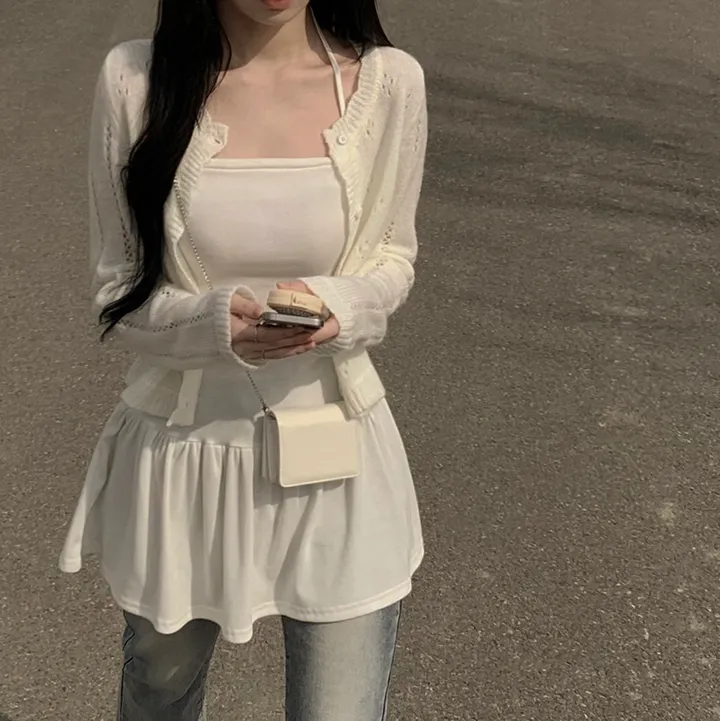 [벚꽃룩🌸/울함유] 펀칭 플라워 물결 크롭 니트 봄 딸기우유 여름가디건 상세 이미지 10