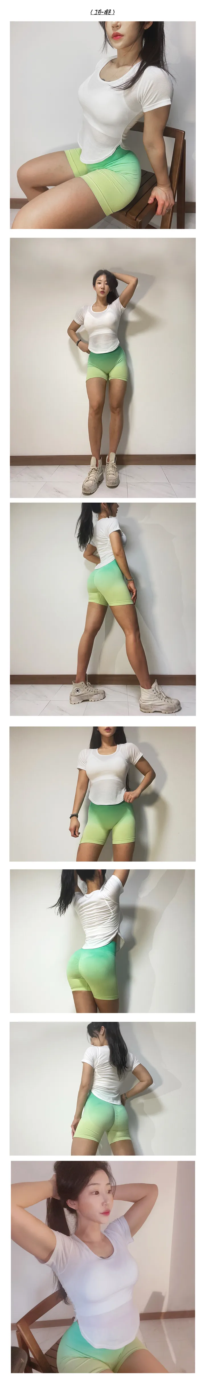 힙업레깅스 힙셔링레깅스 요가복반바지 헬스복 필라테스복 하이웨스트 쇼츠 바이크팬츠 상세 이미지 5