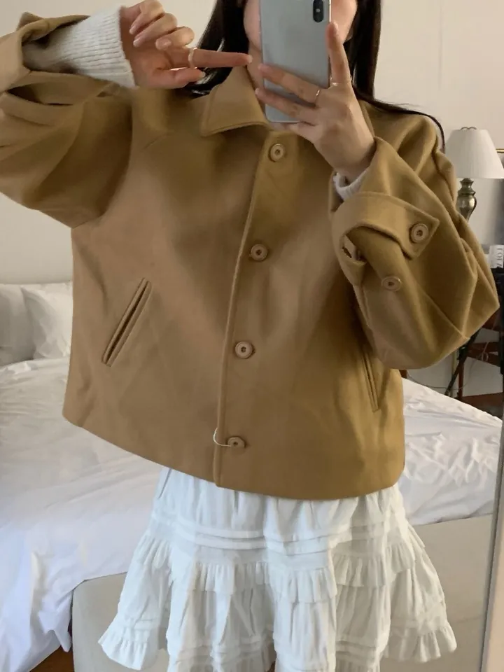 [아방루즈핏/💞러블리] 머스 카라 숏 코트 자켓 모직코트 상세 이미지 34