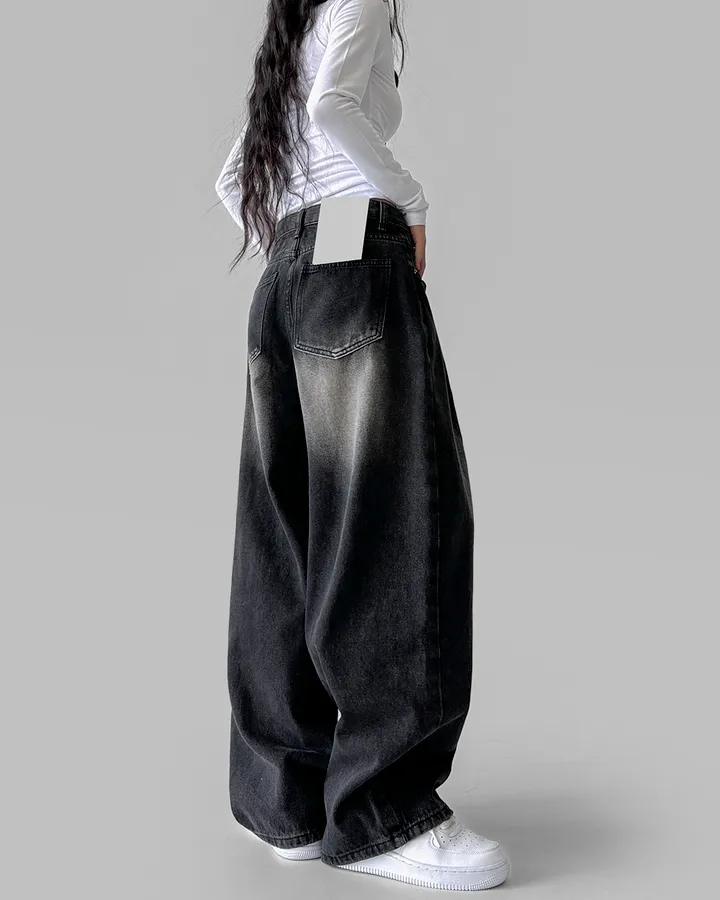 [~XL/2기장] 응팔 레트로 1988 워싱 벌룬 원 핀턱 통 와이드 데님 팬츠 바지 상세 이미지 27