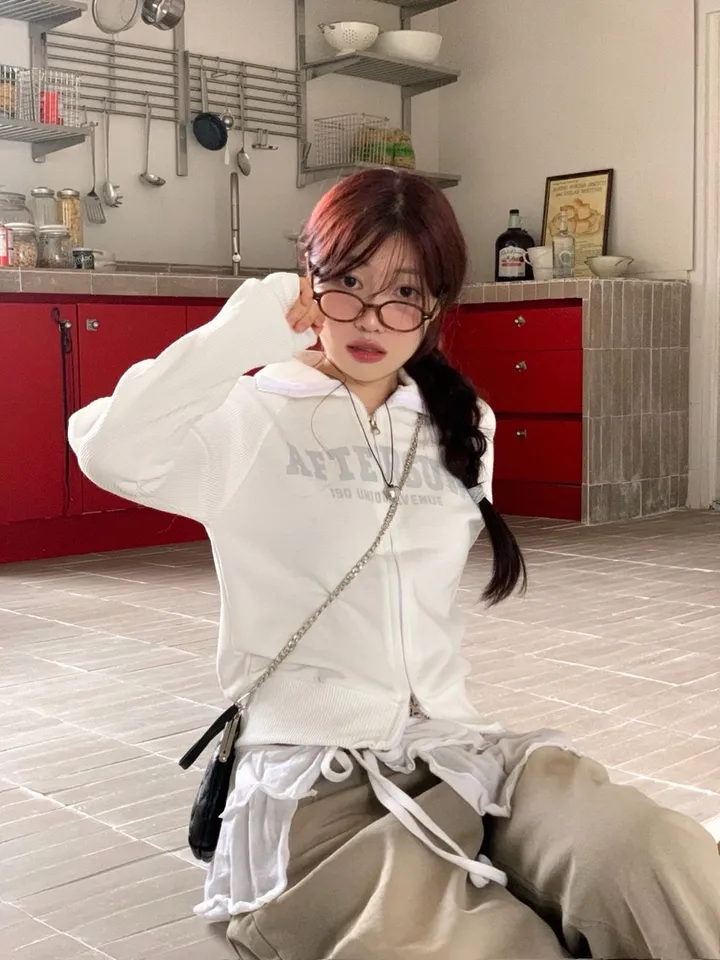 [기모원단ෆ투지퍼]토미 빈티지 레터링 프린팅 나그랑 투웨이 하이넥 카라넥 시보리 집업 점퍼 2color 상세 이미지 19