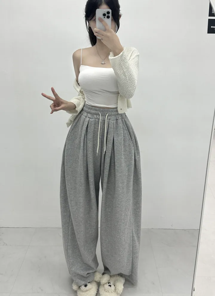 [재구매율증명/3만장돌파🌸/여름강추템] 더블 허얇골넓핏 와이드 하이웨스트 핀턱 사이드핀턱 오버핏 트레이닝 밴딩 팬츠 상세 이미지 19