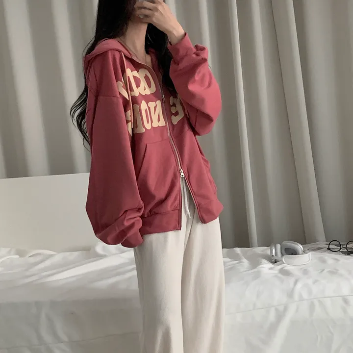 [기모추가!/만족도100%] 크루아상 발포 오버핏 레터링 후드집업,점퍼 - 4color 상세 이미지 25
