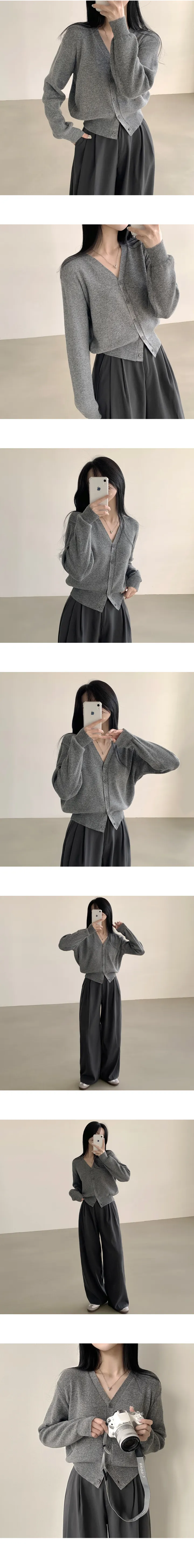 [허리잘록~/부드러워요] 말라보이는, 브이넥 무지 크롭 긴팔 니트가디건 (10color) 상세 이미지 10