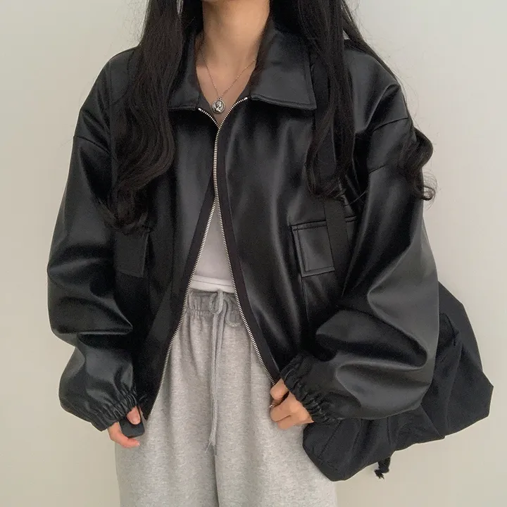 [ 봄신상 ]루즈핏 투웨이 레자 숏점퍼 상세 이미지 31