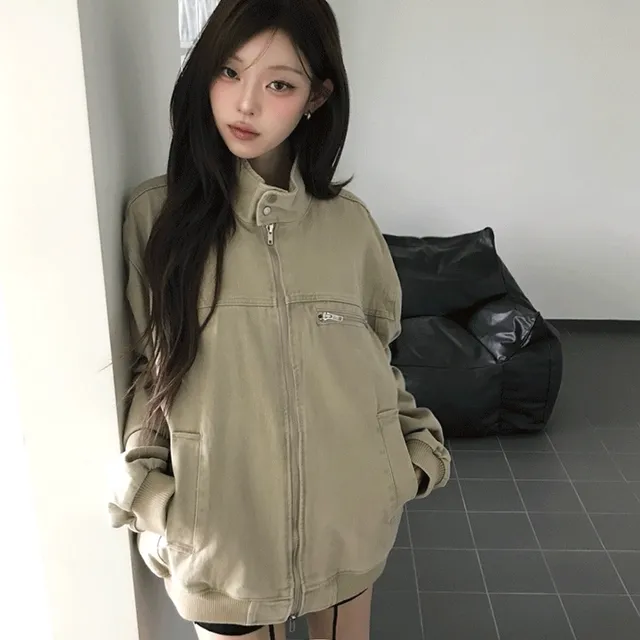 *단독기획[가을자켓🍁/오버핏] 체키 코튼 워싱 차이나 투버튼 하이넥 야상 자켓 점퍼 - 3color