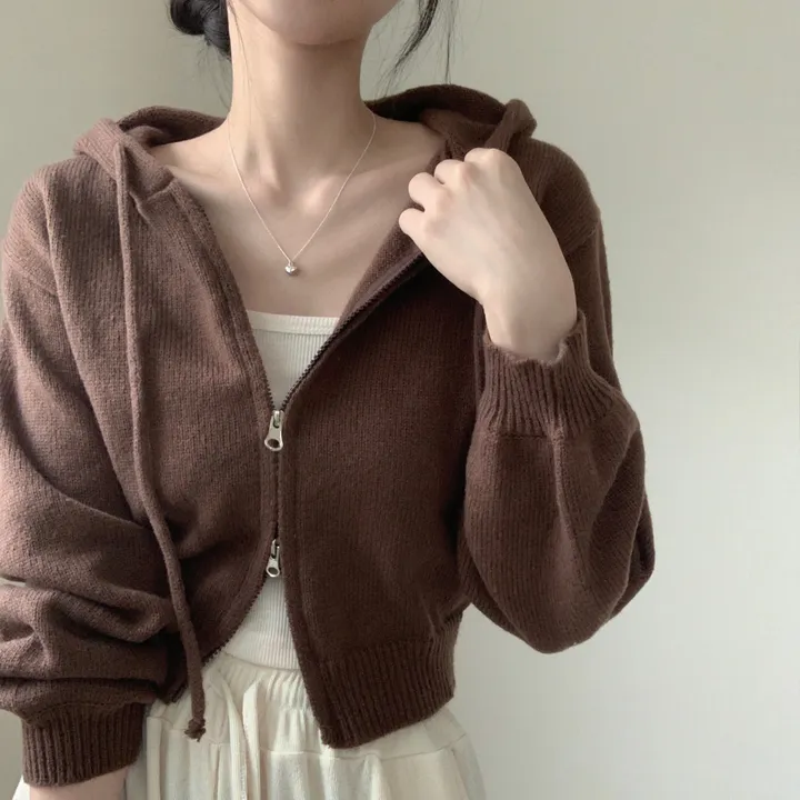 [아방핏🌈/7color] 레인보우 도톰 투웨이 크롭 니트 후드집업 가디건 도톰가디건 가디건 상세 이미지 2