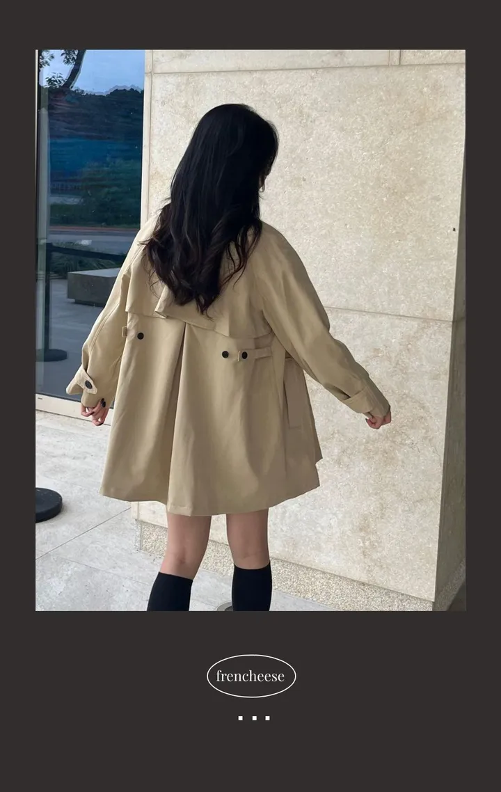 [봄 가을 필수🍂] 숏 케이프 트렌치 하프코트 2color 상세 이미지 8