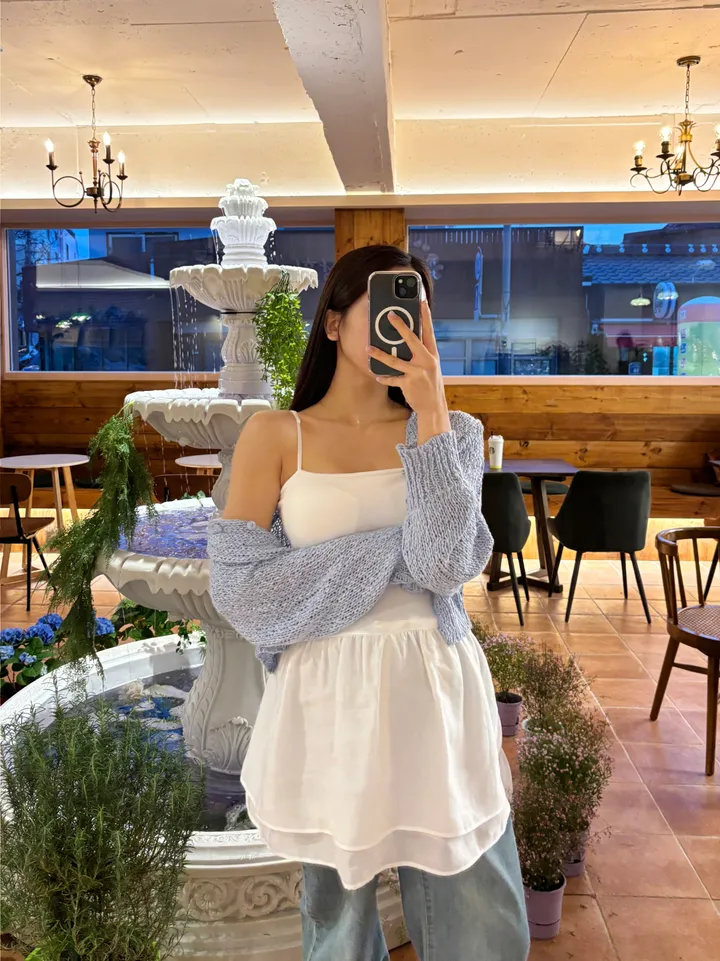 요거트 그물 니트 임산부가디건 파스텔 상세 이미지 29