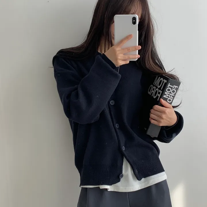 [ 데일리/무려~12컬러 ] 가을 겨울 포포 도톰 라운드 가디건 상세 이미지 64