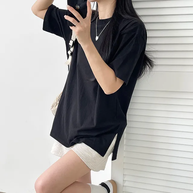 (2개묶음할인!/3기장) 목늘어남없는 옆트임 레이어드반팔티 3color 상세 이미지 30