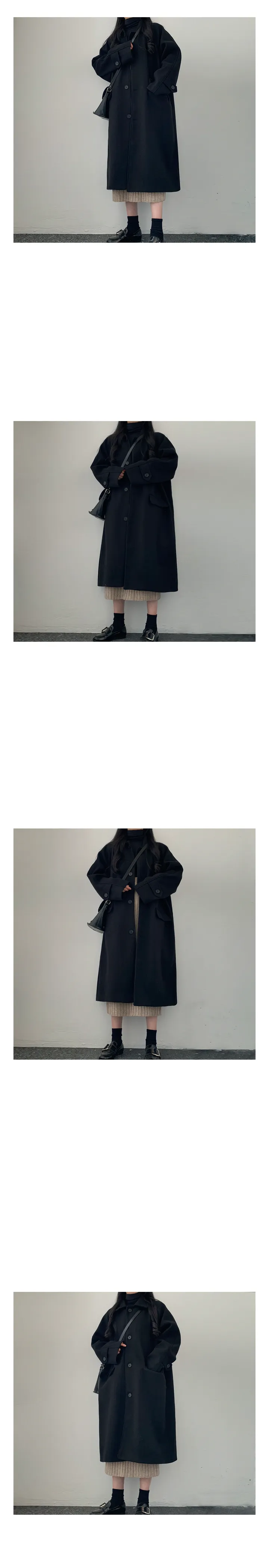 [남녀공용] 고퀄 소프트터치 울 롱 코트 3color 상세 이미지 2