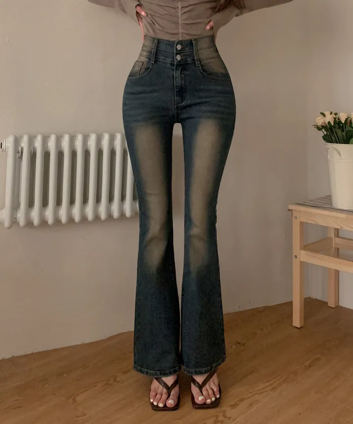 [골반뽕🖤숏&기본&롱] *기장선택* 부츠컷 데님 팬츠 골반패드내장 투버튼 하이웨스트 워싱 나팔 청바지 키작녀 키큰녀 빅사이즈 봄 개강룩 데이트룩 S~2XL 4COL 상세 이미지 23