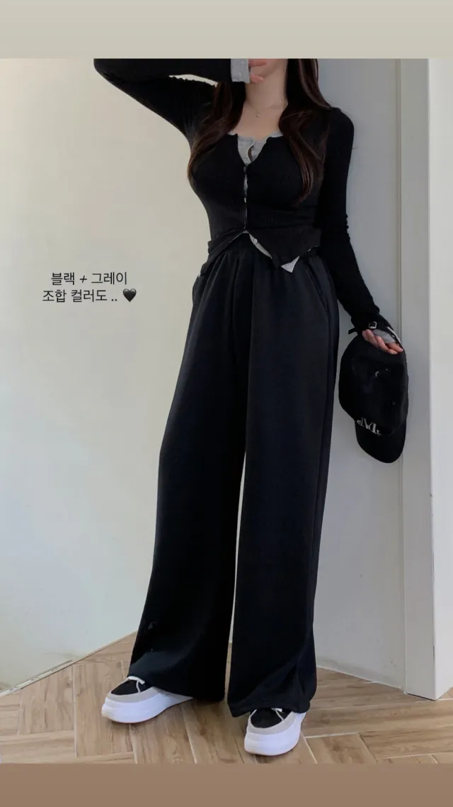 시선 골지 레이어드 배색 단추 가디건 티셔츠4color 상세 이미지 9