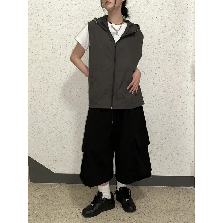 [UNISEX]마일드 루즈 스트링 빅 포켓 카고 버뮤다 드레이닝 와이드 트레이닝 팬츠(3color) 상세 이미지 36