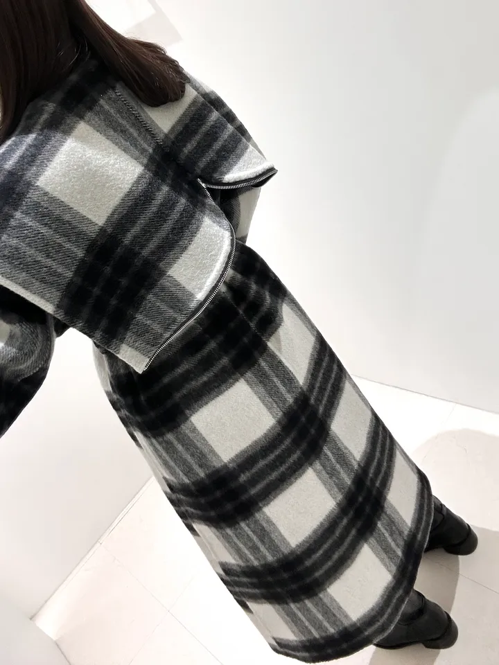 세일러 빅카라 체크 후드 롱코트 (수입) 상세 이미지 13