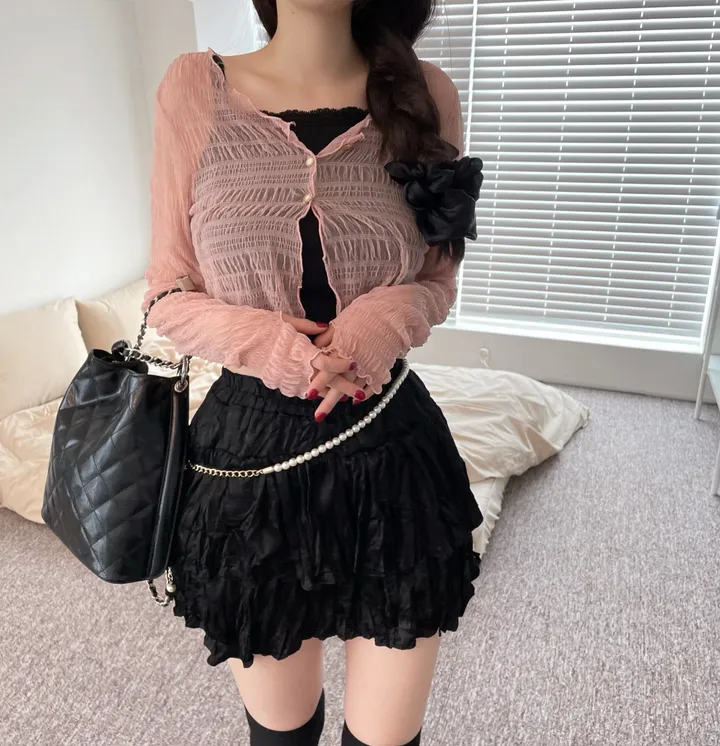러핀 레이스 시스루 워머 가디건 상세 이미지 19