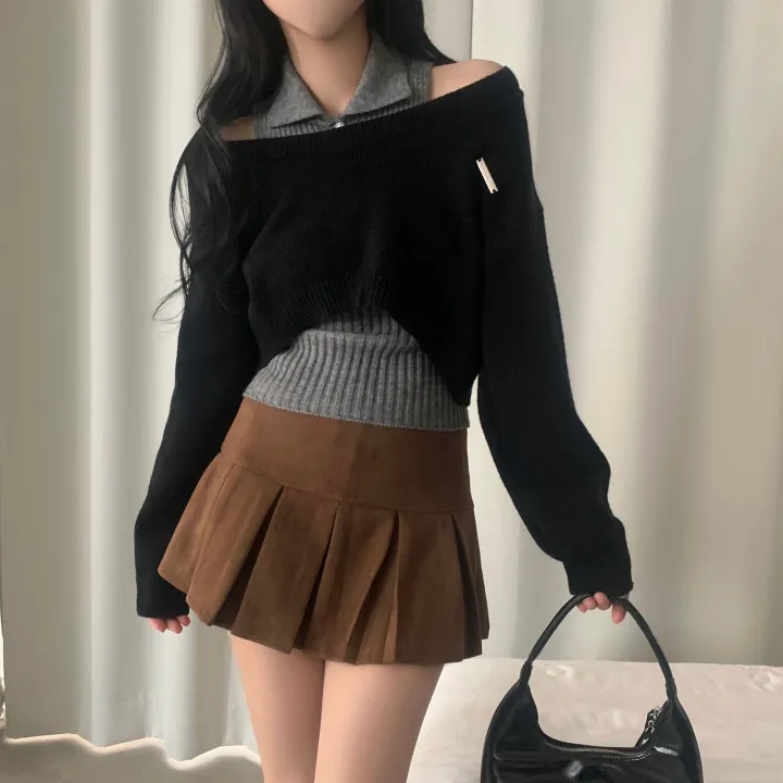 [세트가격/디자인2개✨] 페일드 펜던트 오프니트 나시 투피스,셋업 - 3color 상세 이미지 19