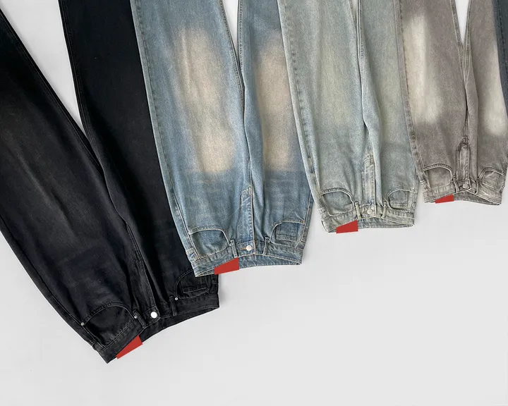 [3기장/~3XL] 스모크 워싱 와이드 정핏 일자 캐쥬얼 데일리 데님 팬츠 바지 상세 이미지 103