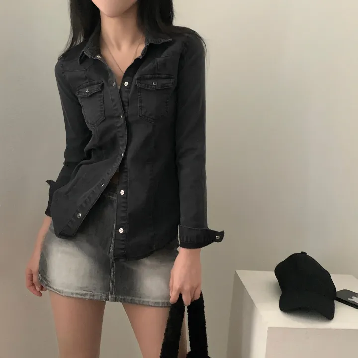 [S,M,L] 데님라인 슬림 워싱 똑딱이 데님 청자켓/셔츠남방 - 3color 상세 이미지 26
