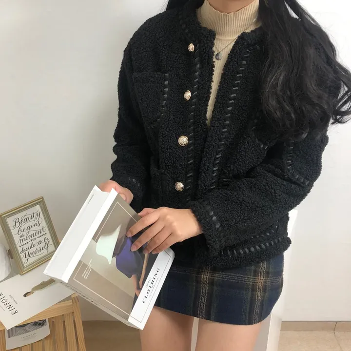 실물이 더 예쁜 3color: 트위드 양털 포켓 무스탕 자켓 상세 이미지 25
