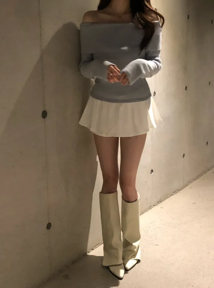 +특가할인✨ [봄신상/팔뚝살소멸핏] 기본충실! 로제 오프숄더 슬림 니트 긴팔 티셔츠 knit (*핏,컬러완벽 *흘러내림X) 상세 이미지 40