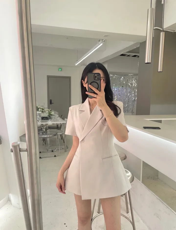 [무조건‼️/여름하객룩/체형보정] 반팔 랩 라인 자켓 3color 상세 이미지 26