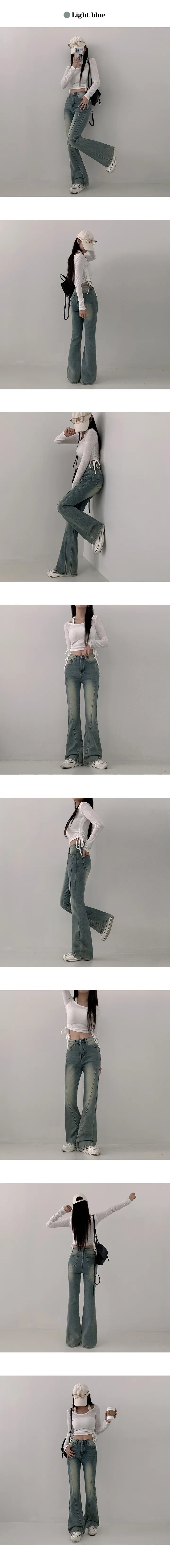 [숏,롱/핏존예/겨울데님] 비컨 하이웨스트 융기모 사선 절개 부츠컷 워싱 데님 팬츠 (5color) 3일신상할인 상세 이미지 7