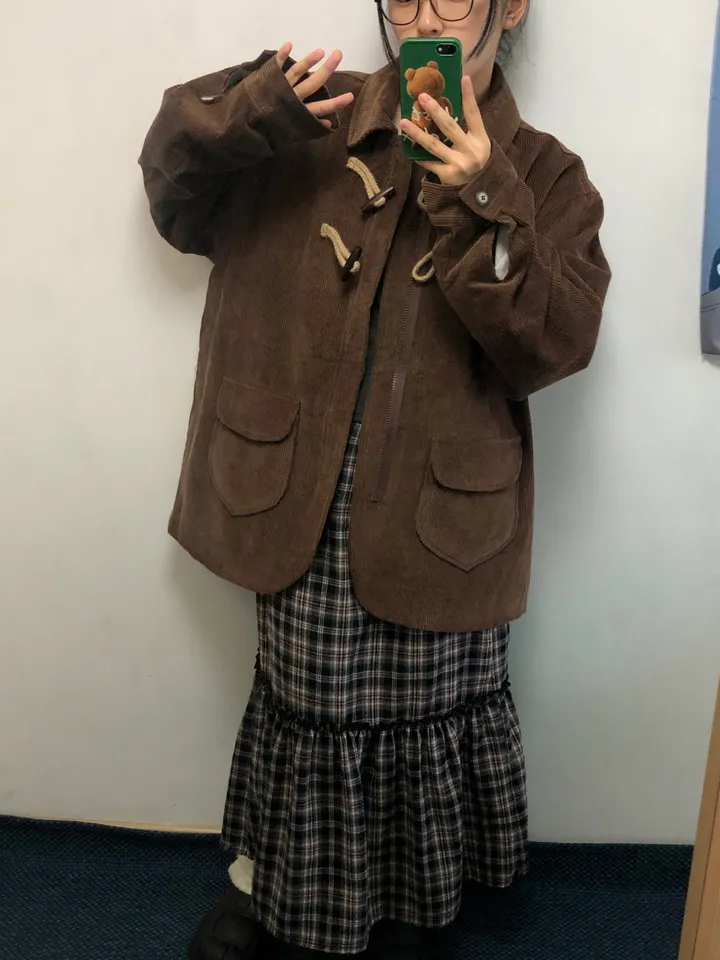 [UNISEX/남녀공용] 골덴 코듀로이 루즈핏 카라 떡볶이 코트 자켓 (3color) 상세 이미지 12