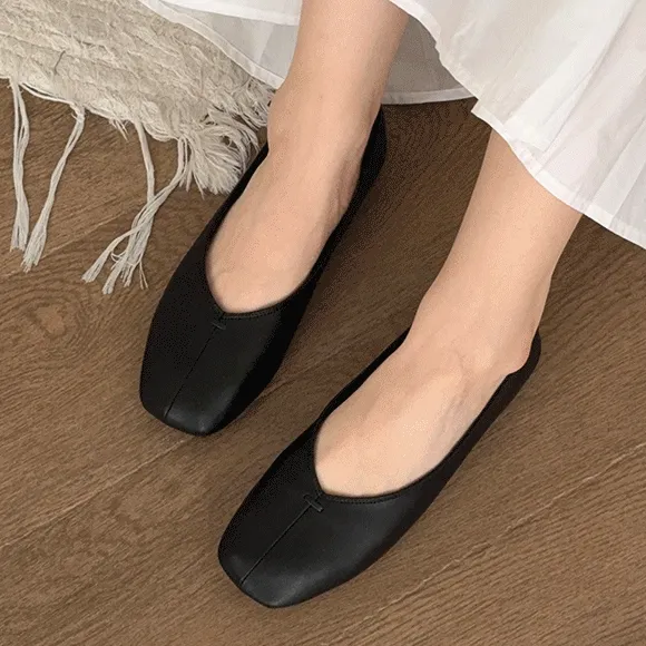 [🤎코디템/자체제작/착화감굿👍] 오엔드 스퀘어 스티치 플랫슈즈 로퍼 단화(1.5cm)-2021