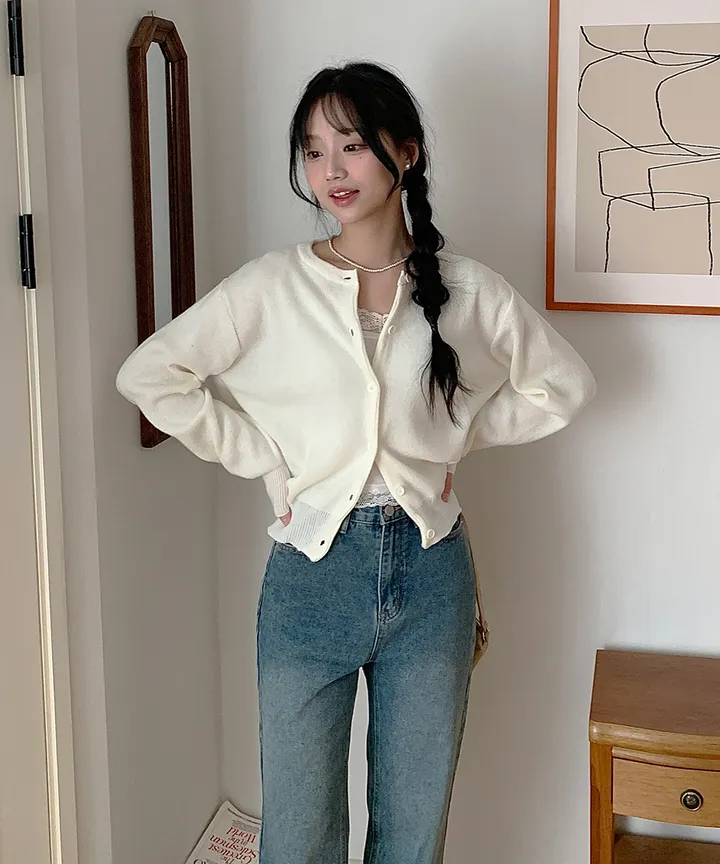 [데일리강추💗] 블러 라운드넥 가디건 봄 가을 / 출근룩 긴팔니트 봄가디건 가을가디건 하객룩 데일리룩 클래식블랑 상세 이미지 45