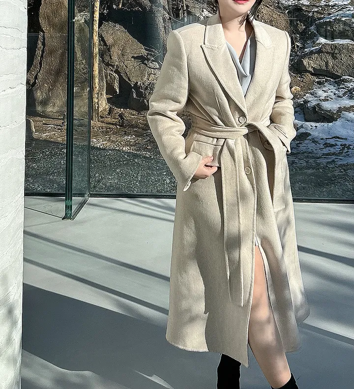 [최저가 진행! 패딩조끼 SET] 브리앙 울 90% 핸드메이드 누빔 벨트 패딩 안감 탈부착 고급 롱 코트 상세 이미지 3