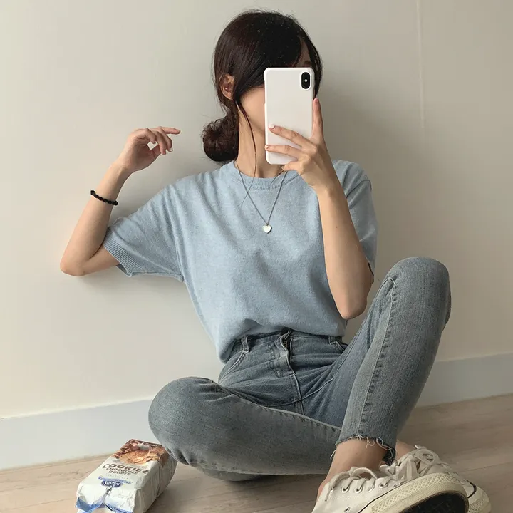[ 샥출발*.* 데일리/9colors] 프루츠 라운드 반팔 니트 상세 이미지 5