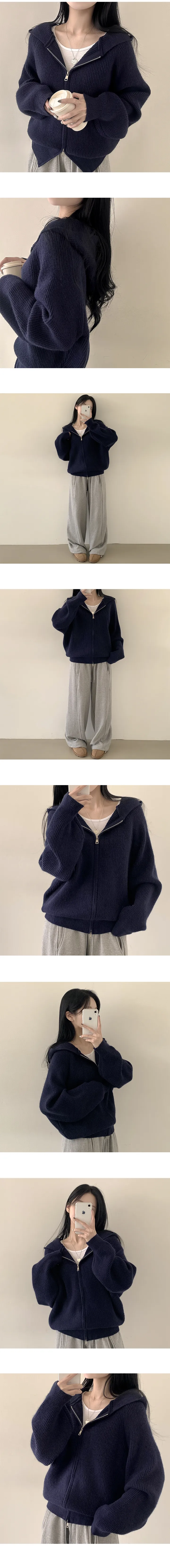 [박시ver/고퀄,꾸안꾸!] 부드러운 울소재, 투웨이 후드 루즈핏 집업 니트가디건 (5color) 상세 이미지 5